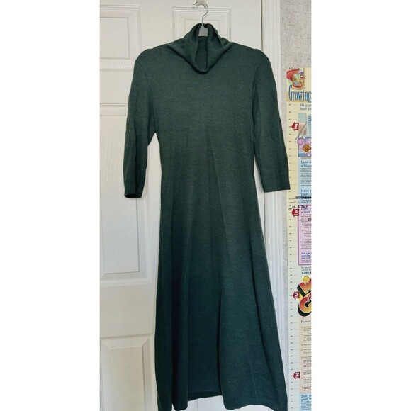 Peruvian Connection Alpaca Dress Women’s Small Dark Green 3/4 Sleeves Midi - Picture 12 of 13